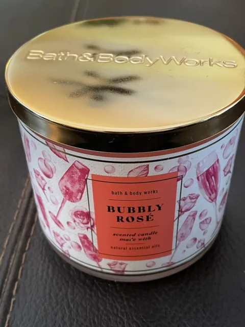 Bath & Body Works BUBBLY ROSE’ 3 Wick Scented CANDLE 14.5 oz * NEW *