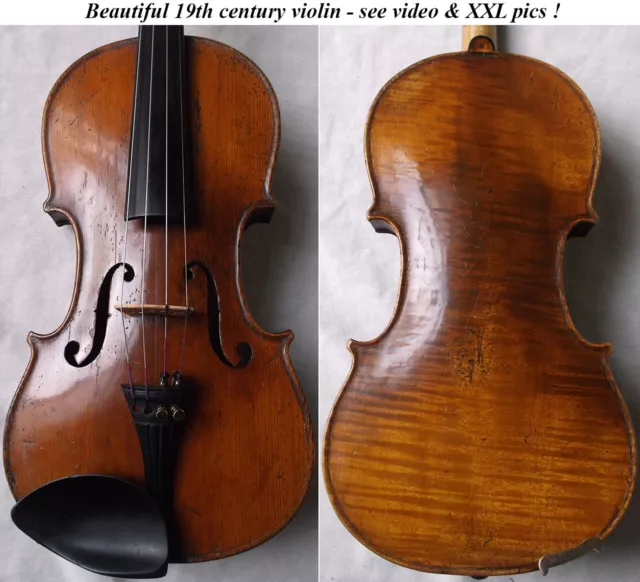 FINE OLD 19th Centrury VIOLIN -see video - ANTIQUE Violino バイオリン скрипка 小提琴 908