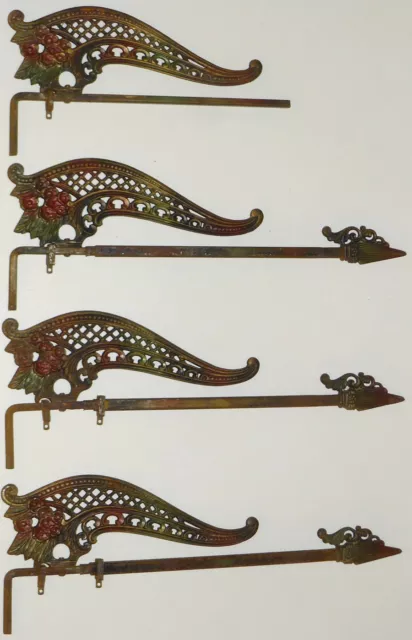 ANTIQUE ART DECO CAST METAL CURTAIN RODS w/ ORIGINAL PAINT