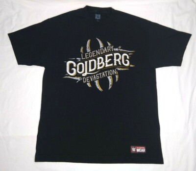 Bill Goldberg Legendary Devastation WWE Authentic Wear Two Sided L Black T-Shirt