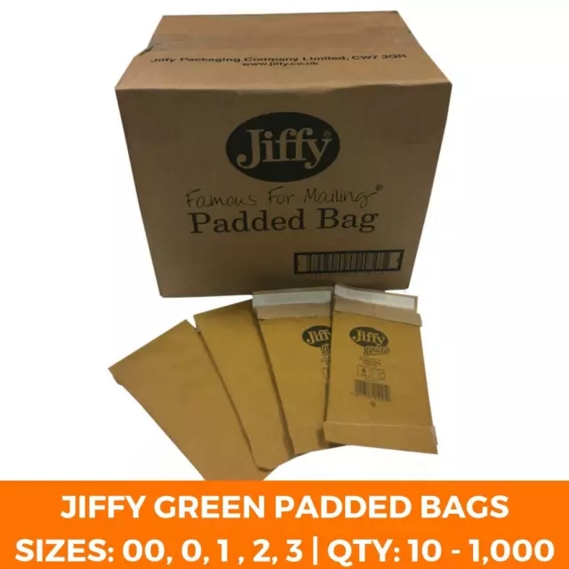 Jiffy Green Heavy Duty Padded Bags - Strong Mailing Eco Recyclable Envelopes