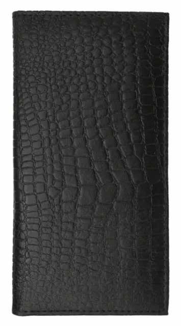 Black Crocodile Design Basic Genuine Leather Checkbook Cover