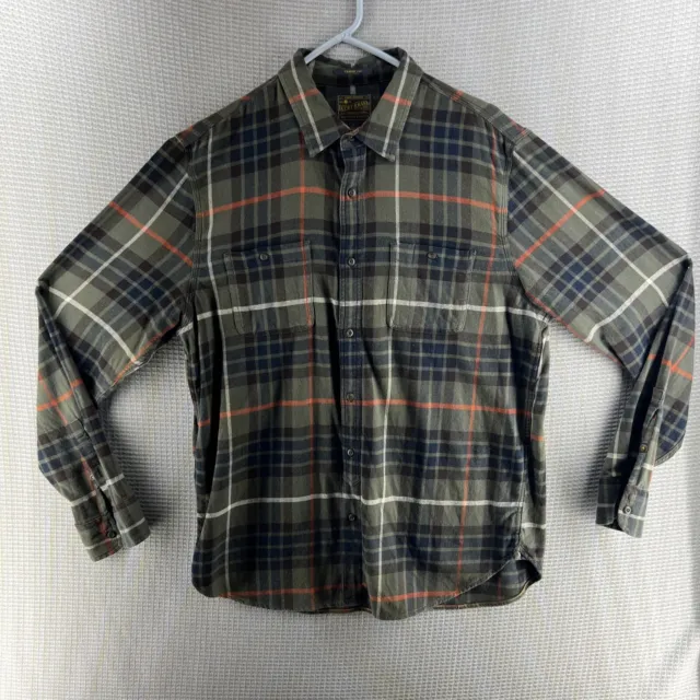 Lucky Brand Shirt Mens Green Plaid Classic Fit Flannel Long Sleeve Sz Large