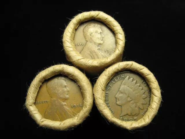 One Shotgun Roll (50) Indian Head Cent & Teen Wheat Penny 1858-1919 Old Coin Lot