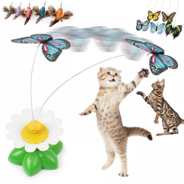 Elektrischer Katzenspielzeug Schmetterling Vogel Rotation Haustier Interaktives