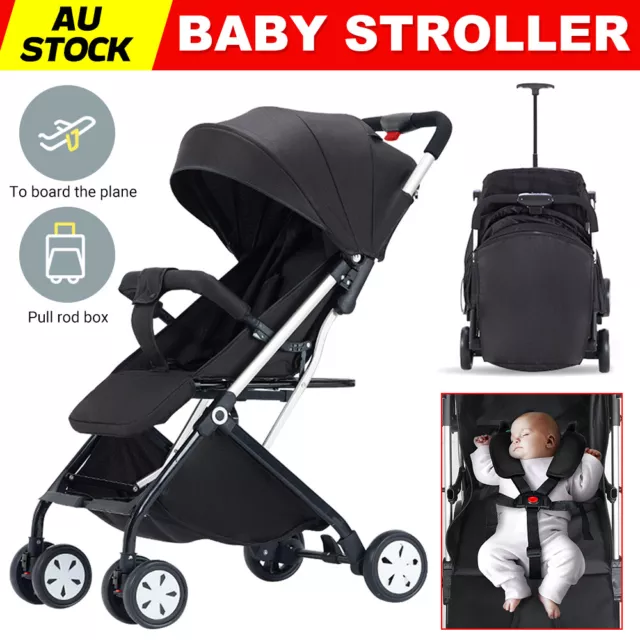 Portable Baby Stroller Pram Trolley Carrier Pushchair Single Pedal Double Brake