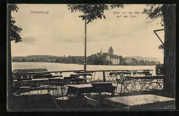 Ratzeburg, Blick von der Bäk auf den Dom, Ansichtskarte 1917
