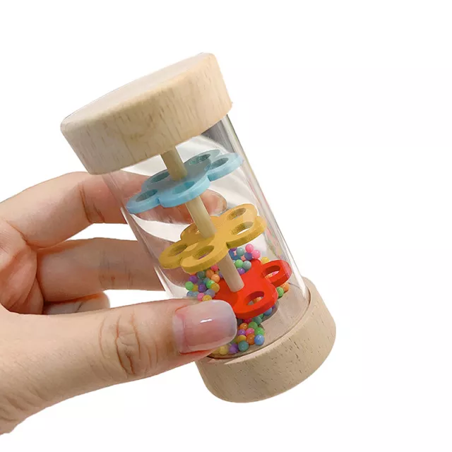 Kids Montessori Baby Rain Stick Rainbow Hourglass Rain Music Rattle Sensory Toys