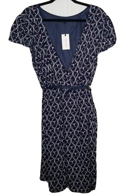 Modcloth Liza Luxe Dress Navy Floral Belted Cap Sleeve Feminine Plus Size 4X