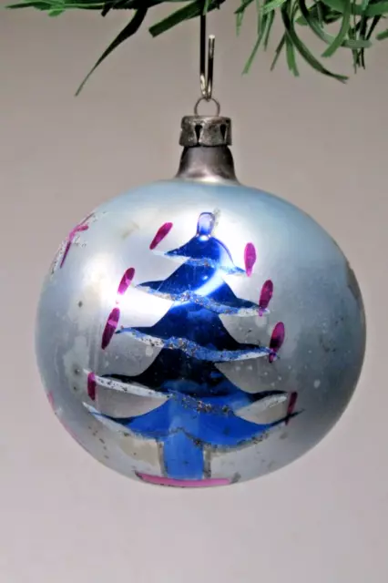 VINTAGE BLOWN GLASS TREE w CANDLES Pictured BALL Christmas Ornament ...