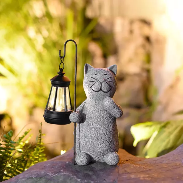 Statue de lampe solaire de jardin en forme de chat, ornement de pelouse pour