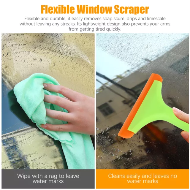 2X Window Shower Squeegee Cleaner Home Car Glass Wash Wiper Silicone Blade Brush 3