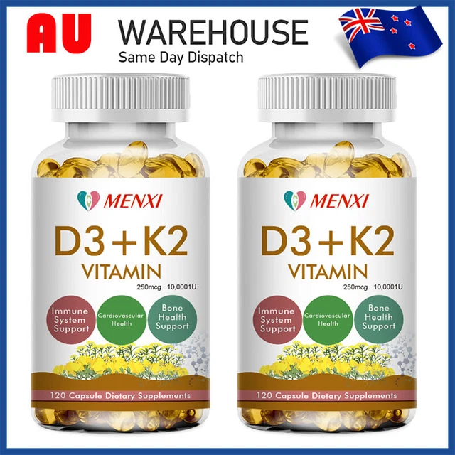 2 x 120Pcs Vitamin K2 (MK7) with D3 10000 IU Capsules, BioPerine, Immune Health