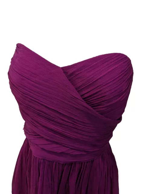 J Crew Arabelle Dress In Silk Chiffon Womens 14 Purple Strapless Mini Bridesmaid 2