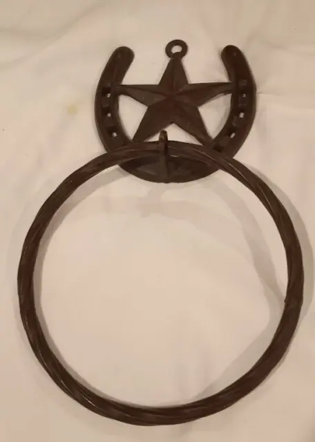 Natural Cast Iron Horseshoe Star6" Towel Ring for Bathroom Kitchen western (24)
