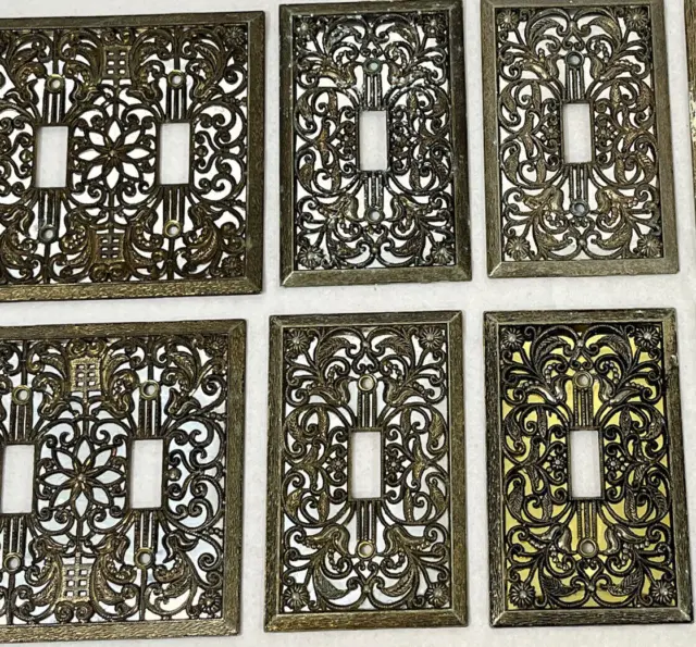 MCM Filigree Light Switch Covers Ornate 4 Single 2 Double Metal