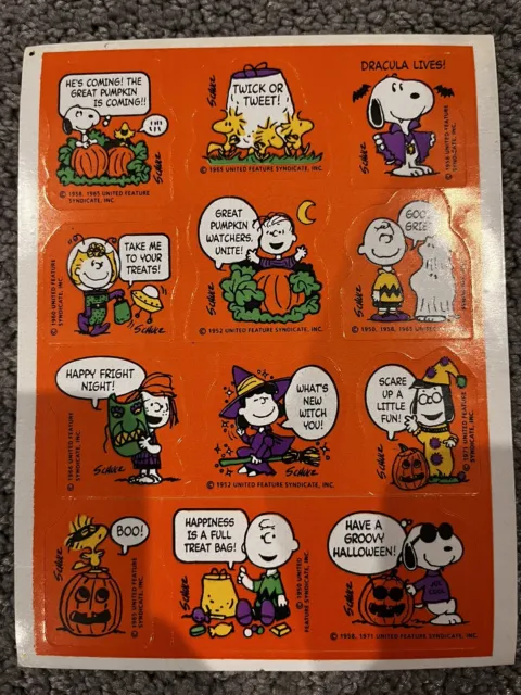 Vintage Hallmark Peanuts~Charlie Brown~Snoopy Great Pumpkin Halloween Stickers