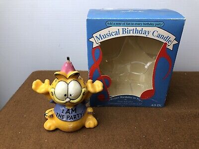 "Camisa de colección 1981 Garfield musical vela de cumpleaños ""I Am The Party"" 4,5"