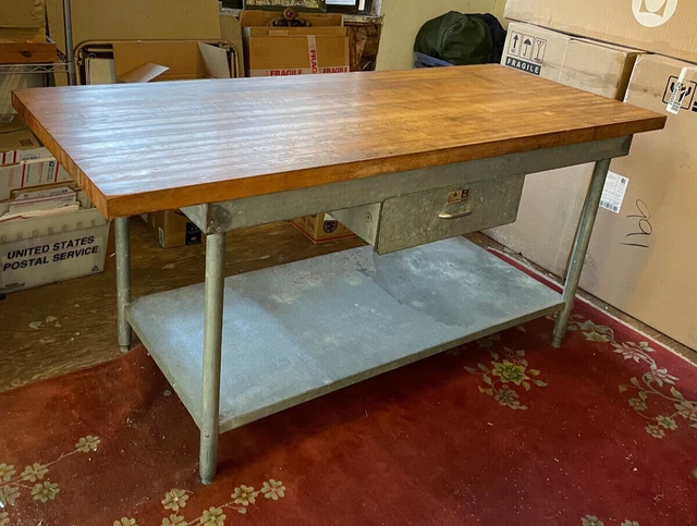 Vintage 1970s JOHN BOOS & CO. BUTCHER BLOCK & STEEL Work Catering TABLE 72"x 30" Vintage 1970s JOHN BOOS & CO. BUTCHER BLOCK & STEEL Work Catering TABLE 72"x 30"