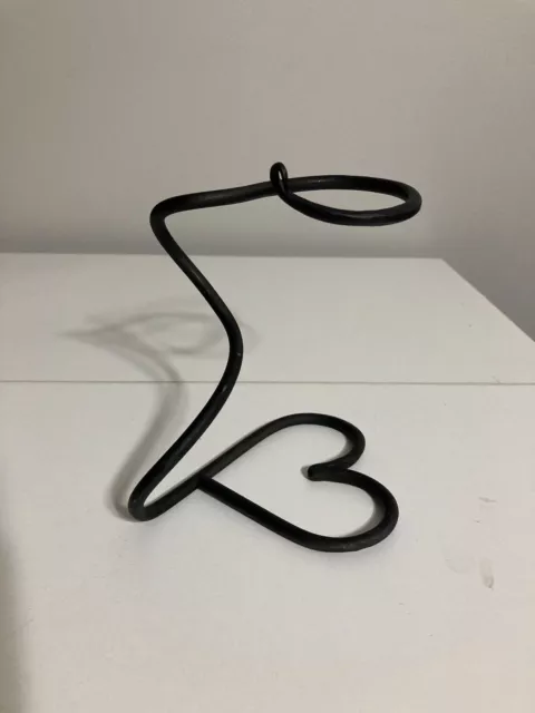 Hand Forged Wrought Iron Votive Candle Holder Heart Bottom 