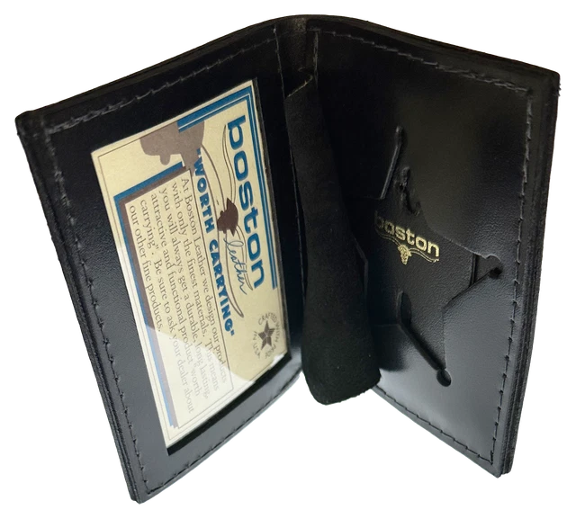 BOSTON LEATHER BOOK STYLE BADGE WALLET: 5 Point Star Cutout (150-5725)
