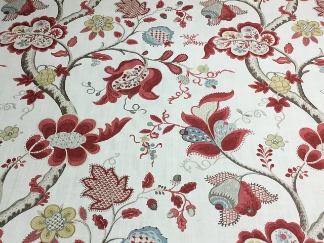 Sanderson Vorhang Stoff 'Roslyn' 3,1 m Beere/Schiefer - 100 % Leinen