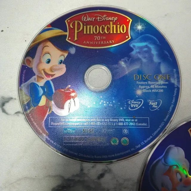 Pinocchio (DVD, 2009, 2-Disc Set, 70th Anniversary Platinum Edition) Disc's Only 2