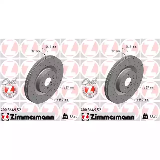 2x ZIMMERMANN SPORT BREMSSCHEIBEN 350mm GELOCHT VORNE passend für MERCEDES GL ML