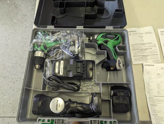 Hitachi Drill Package -Drill + Impact + Flash Light + 2 Battery + Charger Hitachi Drill Package -Drill + Impact + Flash Light + 2 Battery + Charger