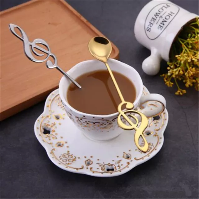 Stainless Steel Note Handle Teaspoon Tea Ice Cream Coffee Dessert Spoon CB