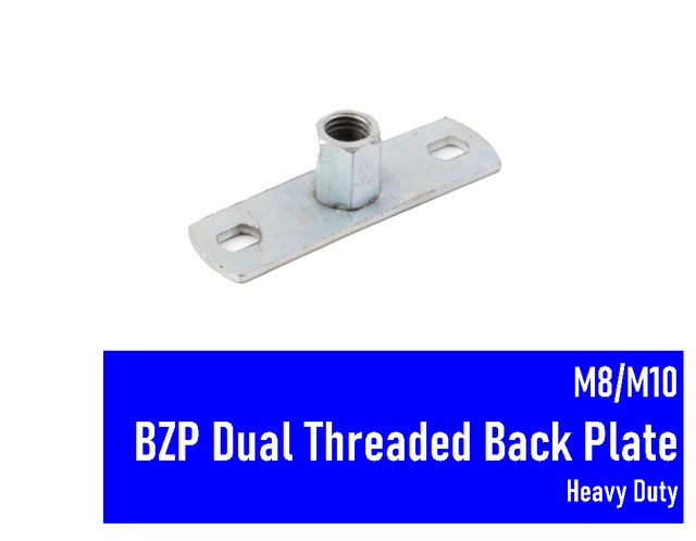 M8/M10 DUAL THREADED Bossed Back Plate Base Plate Female Heavy Duty Bzp ...