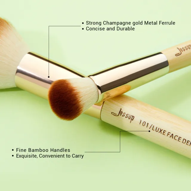 Jessup pennelli trucco 15pez manico bambù fondotinta correttore fard Makeup Set 4