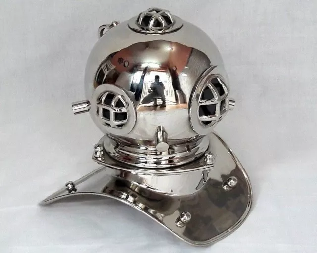 helmet Nautical Nickel Finish DiversBrass 8" Diving Helmet Desktop Decor Replic 2