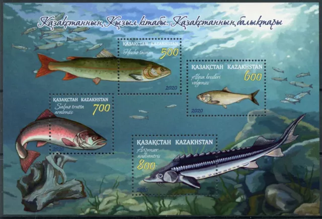 Kazakhkstan 2020 MNH Fishes Stamps Fish Red Book Endangered Species 4v M/S