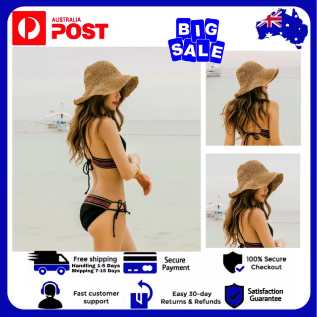 Women Wide Brim Hat Sun Protect Visor Bucket Camping Outdoor Sun Beach Floppy AU