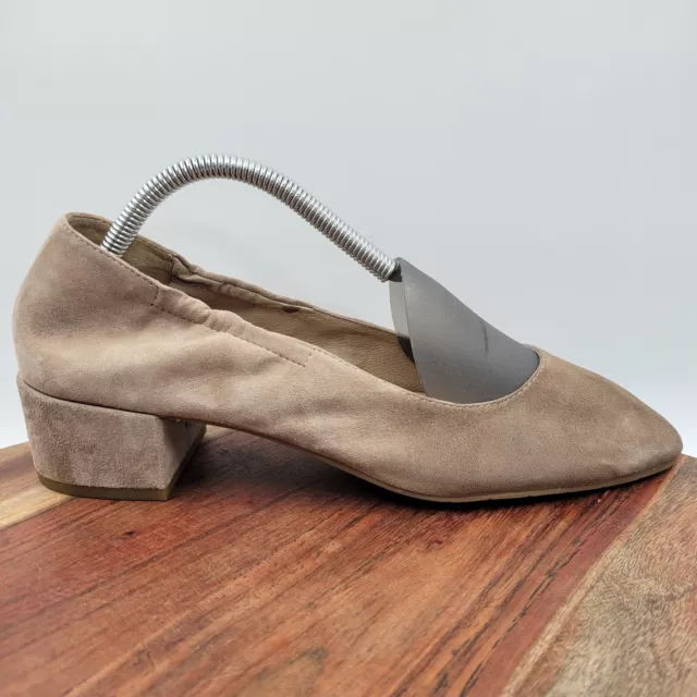 Eileen Fisher Pump Heel Shoes Women's 10 Brown Nude Suede Leather Block Career