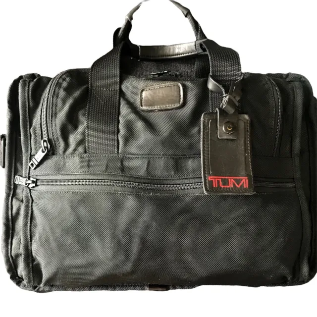 Vintage 90s Tumi Ballistic Nylon Leather Briefcase Bag Expandable Black Travel