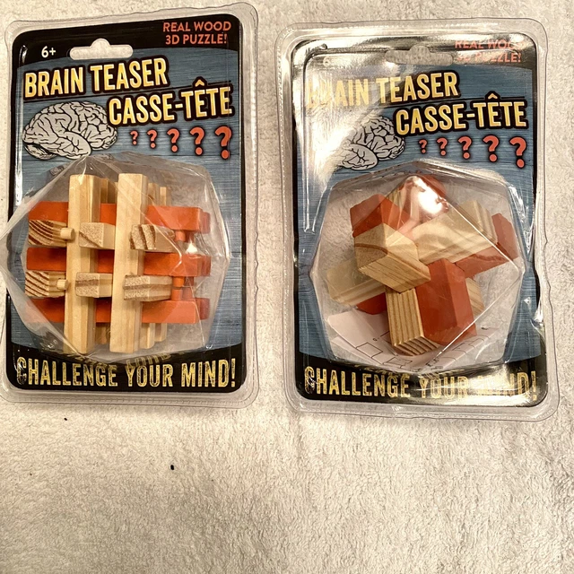 BRAIN TEASER CASSETETE REAL WOOD 3D PUZZLE NEW IN ORIGINAL PACKAGE Set