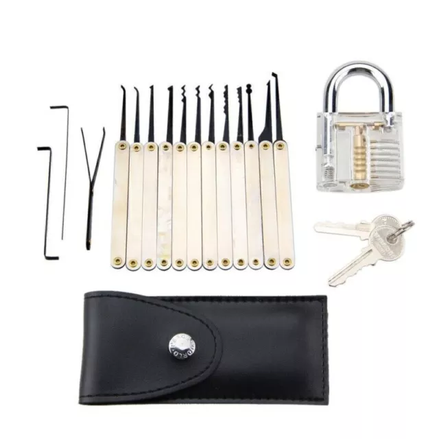 12Stck Lockpicking Set mit Spanner Anfänger Schlösser öffnen Dietrich w/ Tasche