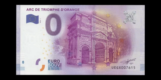 Billet Euro Souvenir Touristique 0€ 2016-1 Arc De Triomphe D'orange Neuf