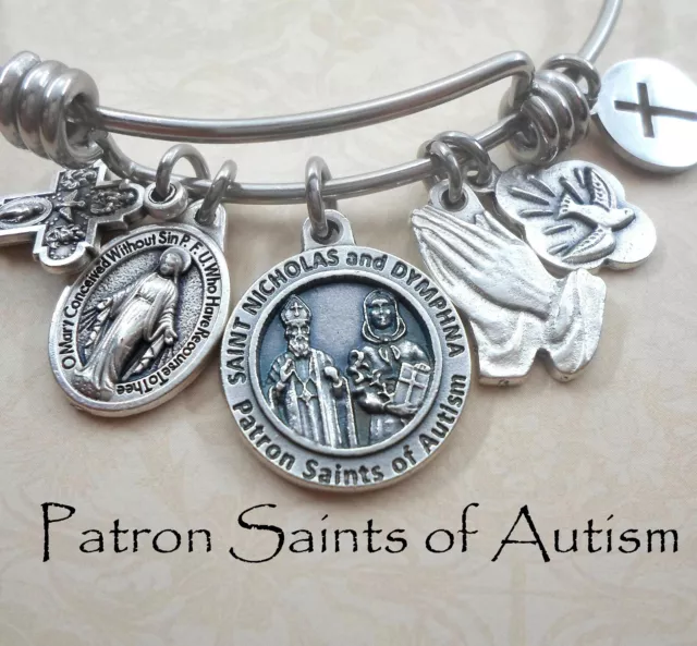 Saint Nicholas and Saint Dymphna Bangle, Confirmation, Patron Saints of Autism