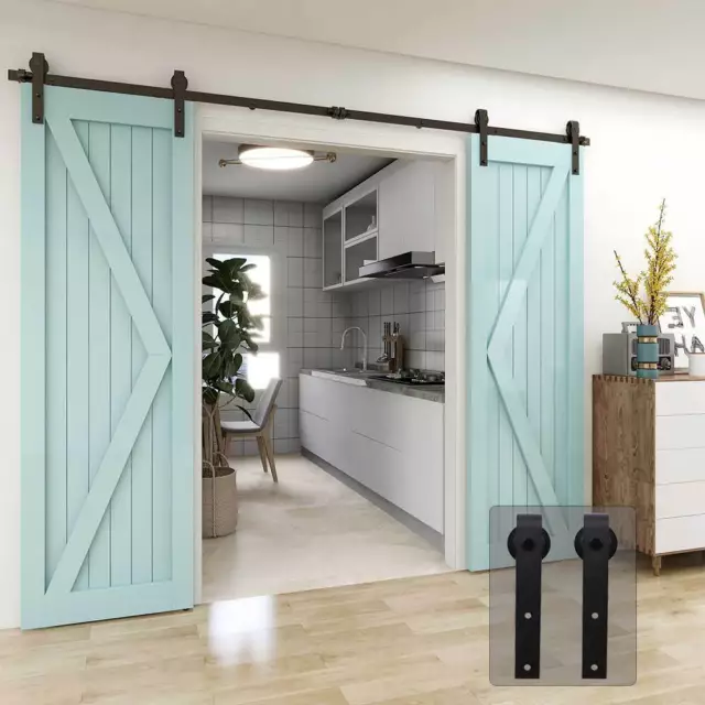 Sliding Barn Door Hardware Kit 4'-20' Track System for Single/Double Wood Doors
