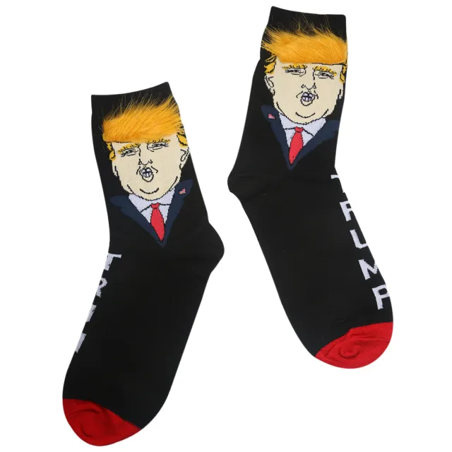 2 Pairs Donald Trump President 3D Fake Hair Socks Republican 2024 Novelty Gifts