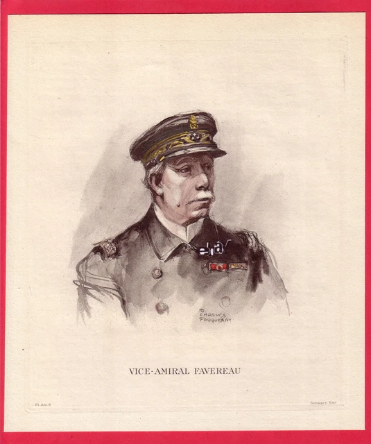 le Vice-Admiral Favereau engraving 20s hp. Fouqueray /B2GMA5