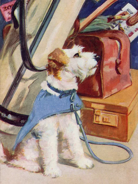 Wire Fox Terrier Charming Dog Greetings Note Card Cute Dog Waits With Golf Bag