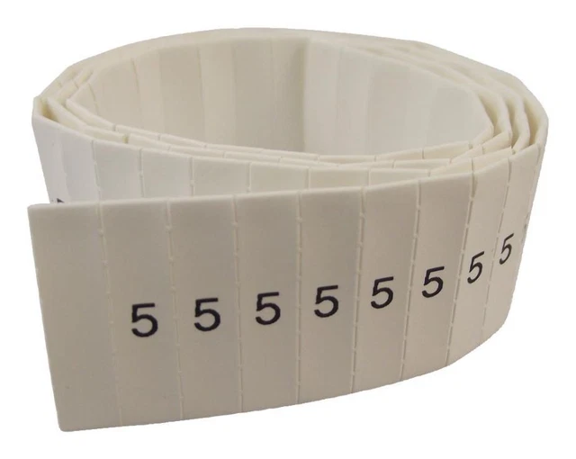 PRO POWER - Pre-Printed Heat Shrinkable Cable Marker, 5, White, 12mm, 100 Pack