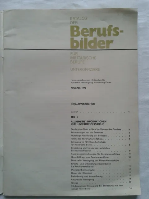 Katalog Berufsbilder militärische Berufe - Unteroffiziere NVA DDR Ausgabe 1975 2