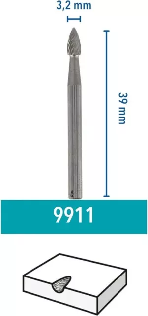 DREMEL 9911 Tungsten Carbide Pine Cone Shaped Cutter (Dia=3.2mm) 2615991132.
