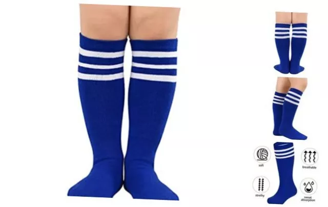 Kids Soccer Socks Knee High Sock for Boys Girls One Size 00 Blue White