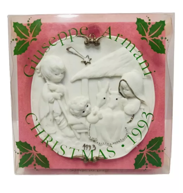 Vintage Giuseppe Armani Christmas Ornament 1993 Italy Porcelain Nativity w Box